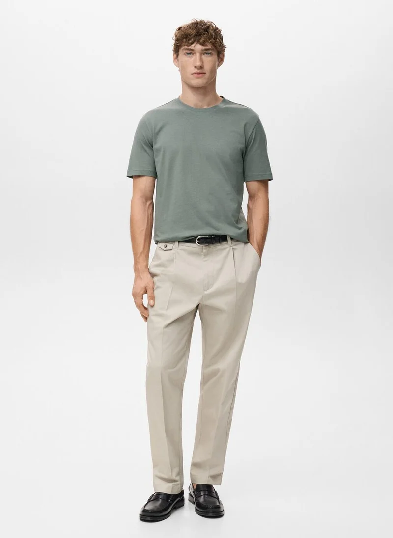 Mango Man  100% cotton slim-fit t-shirt for Men | Best Price UAE